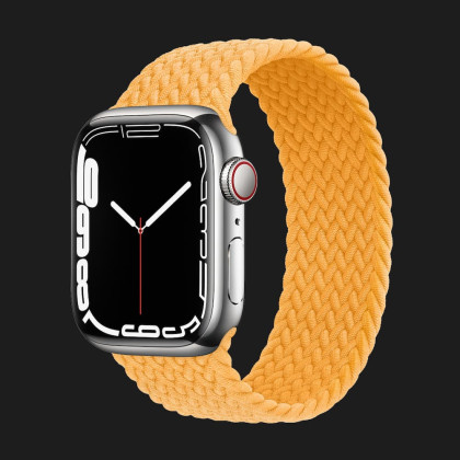 Apple Watch Series 7 41mm Silver Stainless Steel Case with Braided Solo Loop (Maize)